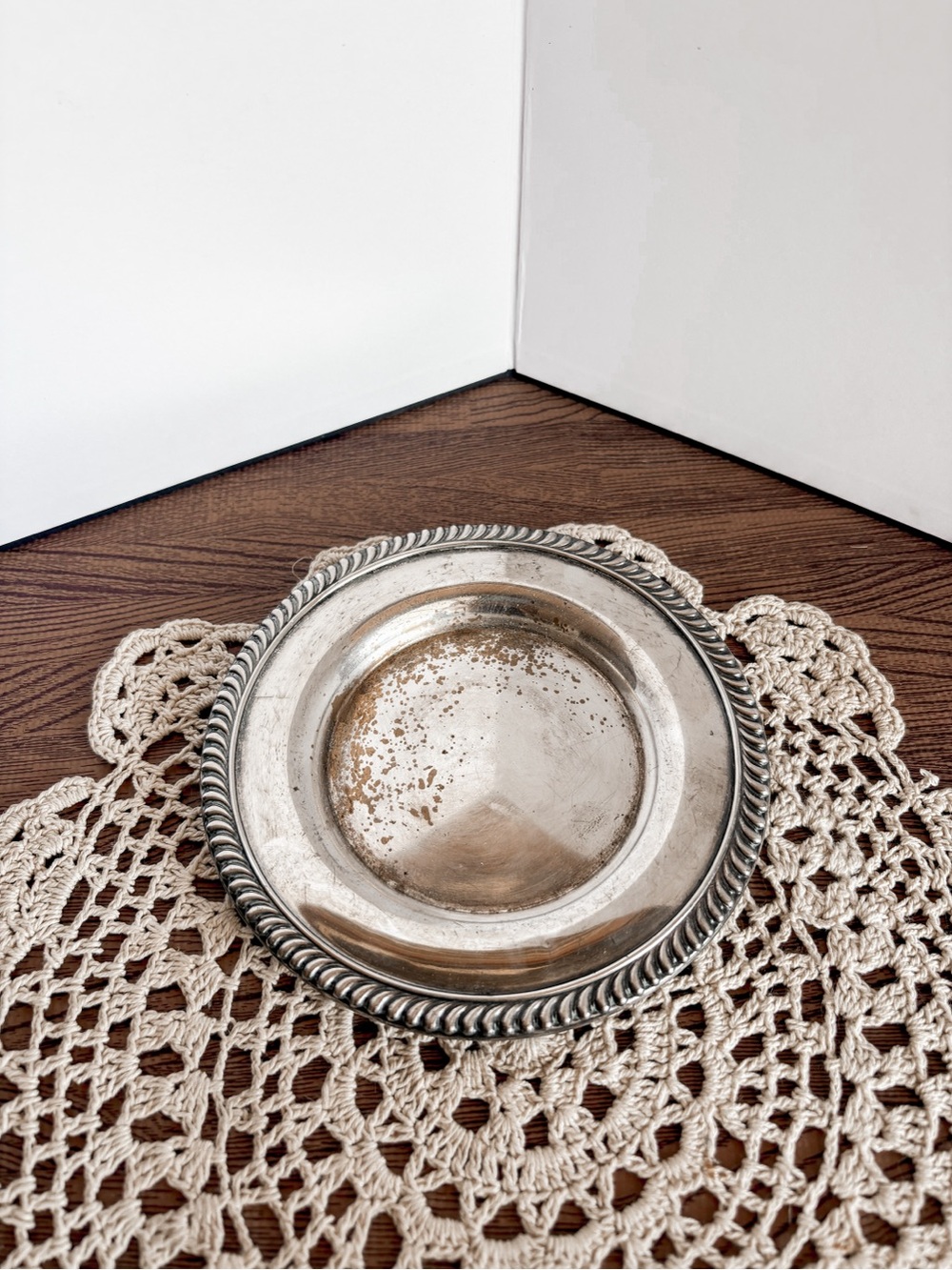 Vintage Silver Decorative Rope-Edge Plate